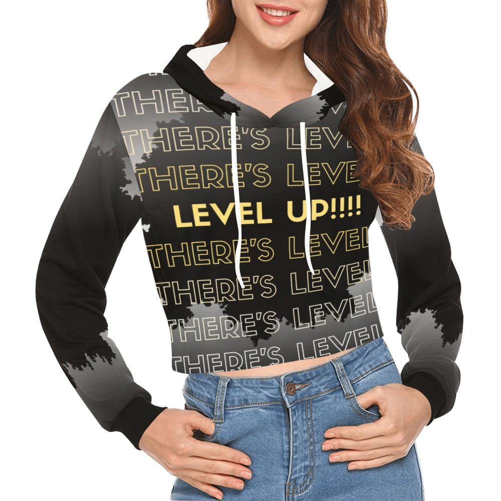 Level Up All Over Print Crop Hoodie for Women