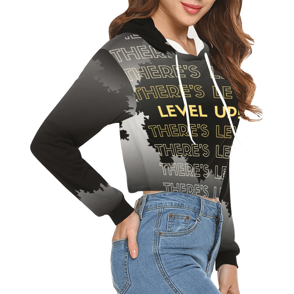 Level Up All Over Print Crop Hoodie for Women