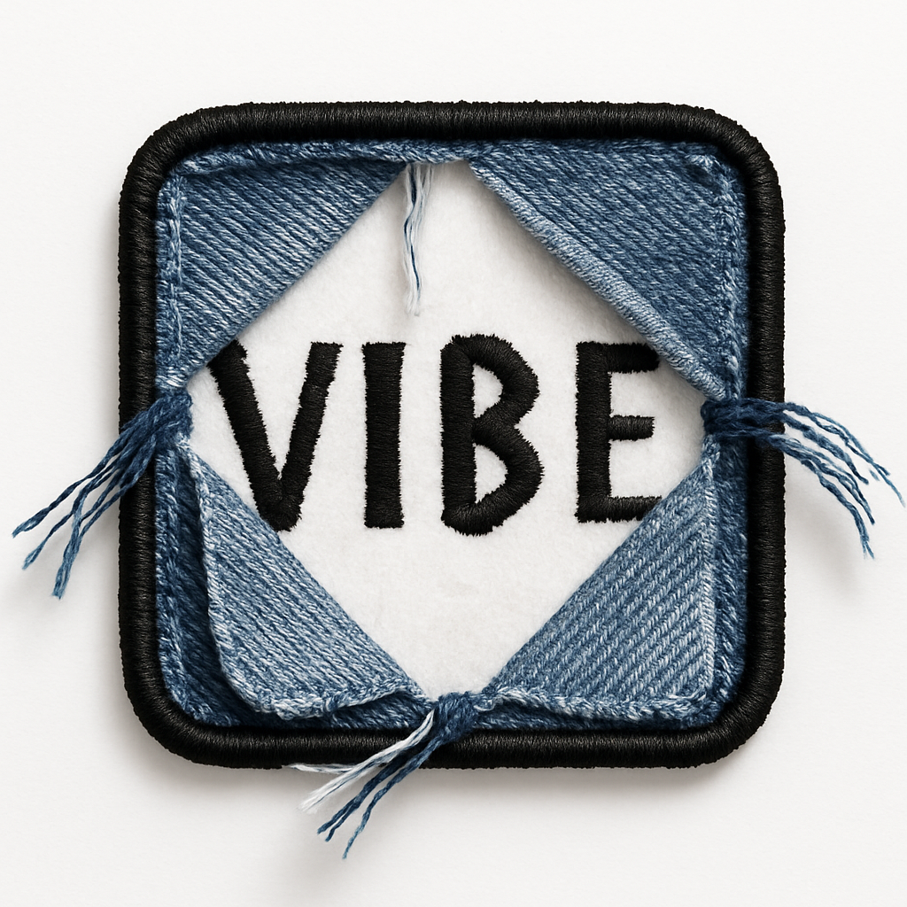 Bust Out Patch – “VIBE”Embroidered Denim Iron-On Peel-Back Patch